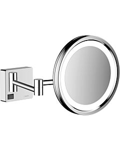 hansgrohe AddStoris Rasierspiegel 41790000 3-fach Vergrößerung, mit LED Beleuchtung, Wandmontage, chrom