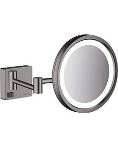 hansgrohe AddStoris Rasierspiegel 41790340 3-fach Vergrößerung, mit LED Leuchte, Wandmontage, brushed black chrome