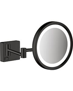 hansgrohe AddStoris Kosmetikspiegel 41790670 3-fach Vergrößerung, mit LED Leuchte, Wandmontage, schwarz matt