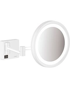 hansgrohe AddStoris Rasierspiegel 41790700 3-fach Vergrößerung, mit LED Leuchte, Wandmontage, weiß matt