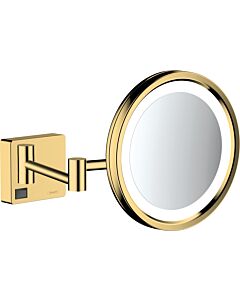 hansgrohe AddStoris Rasierspiegel 41790990 3-fach Vergrößerung, mit LED Leuchte, Wandmontage, polished gold optic
