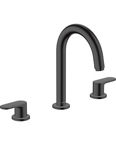 hansgrohe Vernis Blend 3-Loch-Waschtisch-Armatur 71553670 mit Zugstangen-Ablaufgarnitur, mattschwarz