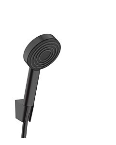 Ensemble de support de pommeau de douche hansgrohe Pulsify S 24307670 105 mm, jet économiseur d&#39;eau 2000 type+ avec flexible de douche de 125 cm, noir mat