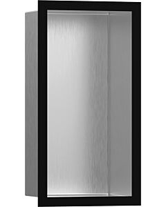 hansgrohe Niche murale XtraStoris 56094670 30x15x10cm, avec cadre design, acier inoxydable brossé, noir mat