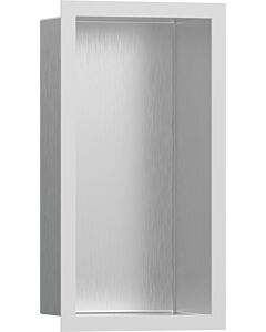 hansgrohe Niche murale XtraStoris 56094700 30x15x10cm, avec cadre design, acier inoxydable brossé, blanc mat