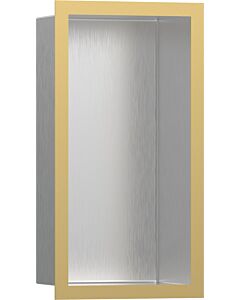 hansgrohe Niche murale XtraStoris 56094990 30x15x10cm, avec cadre design, acier inoxydable brossé, optique or poli