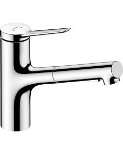 Robinet de cuisine Hansgrohe Zesis M33 150, douchette extractible, pivotante, 2 jets, chromée