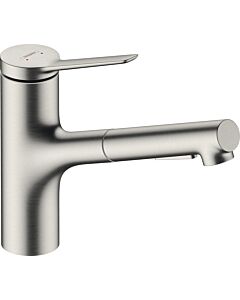 hansgrohe Zesis M33 Küchenarmatur 74803800 Ausziehbrause, 2jet, sBox lite, Edelstahl Finish