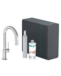 hansgrohe Aqittura M91 robinet de cuisine 76839000 SodaSystem 210, bec extractible, kit de démarrage, chromé