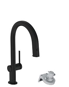 hansgrohe Aqittura M91 mélangeur de cuisine 76826670 bec extractible, 1jet, sBox, noir mat