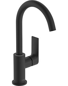 hansgrohe Rebris E Waschtischarmatur 72576670 mit Zugstangen-Ablaufgarnitur, Schenkauslauf, mattschwarz
