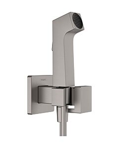 hansgrohe Bidette Handbrause 1jet 29233340 EcoSmart, mit Duschkopfhalterung und Duschschlauch 125 cm,  Brushed Black Chrome