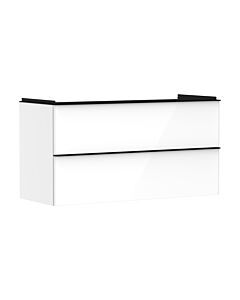 hansgrohe Xelu Q meuble sous-vasque 54035670 1180x605x475mm, 2 tiroirs, blanc brillant, noir mat