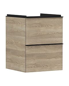 hansgrohe Xelu Q meuble sous-vasque 54021670 480x605x475mm, pour lave-mains , 2 tiroirs, chêne naturel, noir mat