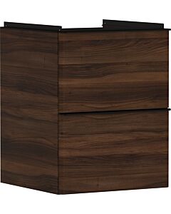 hansgrohe Xelu Q Waschtischunterschrank 54022670 480x605x475mm, für Handwaschbecken, 2 Schubladen, Nussbaum dunkel, mattschwarz