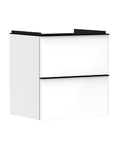 hansgrohe Xelu Q Waschtischunterschrank 54023670 580x605x475mm, 2 Schubladen, weiß hochglanz, mattschwarz