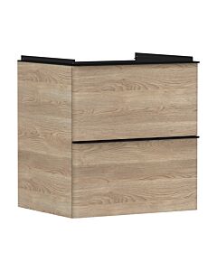 hansgrohe Xelu Q meuble sous-vasque 54025670 580x605x475mm, 2 tiroirs, chêne naturel, noir mat