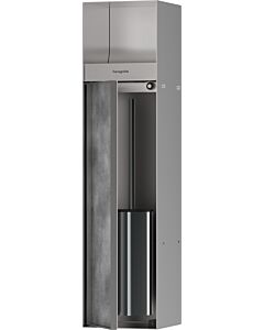 hansgrohe XtraStoris Rock built-in toilet brush holder 56062800 with paper holder, tileable door, brushed stainless steel