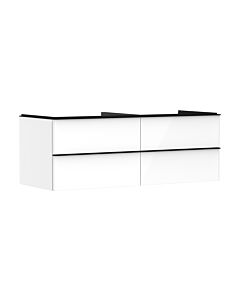 hansgrohe Xelu Q meuble sous-vasque 54086670 1360x485x550mm, 4 tiroirs, blanc brillant, noir mat