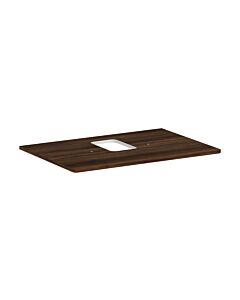 hansgrohe Xelu Q console 54120630 780 x 550 mm, découpe au milieu, vasque à poser avec trou pour robinetterie, noyer foncé