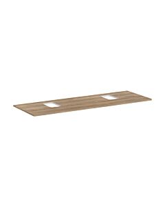 hansgrohe Xelu Q Konsole 54126230 1560 x 550 mm, 2 Ausschnitte, Aufsatzwaschtisch mit Hahnloch, Eiche Natur