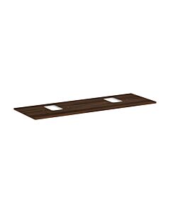 hansgrohe Xelu Q console 54126630 1560 x 550 mm, 2 découpes, vasque à poser avec trou pour robinetterie, noyer foncé