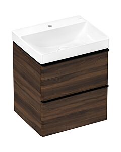 hansgrohe Xelu Q Waschtischunterschrank 54026670 580x605x475mm, 2 Schubladen, Nussbaum dunkel, mattschwarz