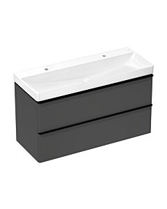 hansgrohe Xelu Q Waschtischunterschrank 54036670 1180x605x475mm, 2 Schubladen, diamantgrau matt, mattschwarz