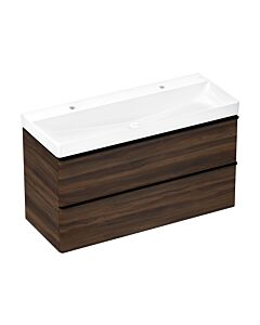 hansgrohe Xelu Q Waschtischunterschrank 54038670 1180x605x475mm, 2 Schubladen, Nussbaum dunkel, mattschwarz