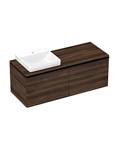 hansgrohe Xelu Q Waschtischunterschrank 54069670 1360x485x550mm, 2 Schubkästen, Nussbaum dunkel, mattschwarz