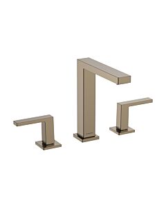 hansgrohe Tecturis E 3-Loch-Waschtischarmatur 73030140 mit Push-Open-Ablaufgarnitur, brushed bronze