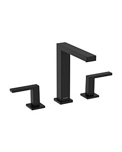 hansgrohe Tecturis E 3-hole wash basin mixer 73030670 with push-open waste set, matt black