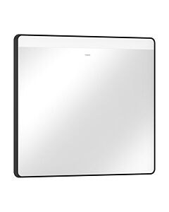 hansgrohe Xarita Lite Q Spiegel 54958670 mit horizontaler LED-Beleuchtung, mattschwarz, B 800 x H 700 x T 30 mm, 8 W
