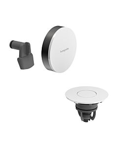 hansgrohe Exafill waste and overflow fitting 58119340, cover surface white high gloss, brushed black chrome, complete set, with bath inlet