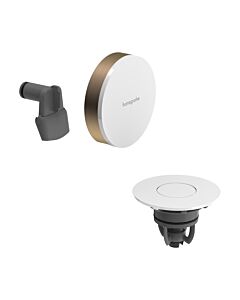 hansgrohe Exafill waste and overflow fitting 58119140, cover surface white high-gloss, brushed bronze, complete set, with bath inlet