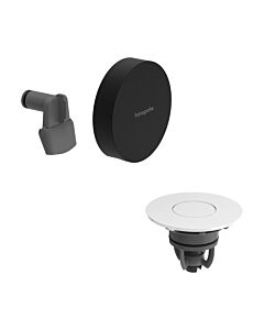 hansgrohe Exafill waste and overflow fitting 58119670, cover surface: white high-gloss, matte black, complete set, with bath inlet
