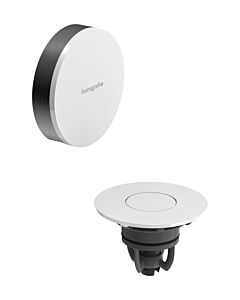 Bonde et trop-plein Hansgrohe Flexaplus 58187340, finition blanc brillant, chrome noir brossé, kit complet
