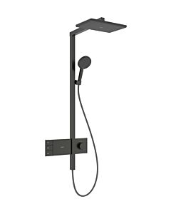 Colonne de douche thermostatique hansgrohe Raindance Alive Q 24591340  murale, EcoSmart avec ShowerSelect Comfort, 7,6 l/min, douche de tête 210/340 2jet, brushed black chrome