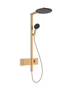 Colonne de douche thermostatique hansgrohe Raindance Alive S 24596140   murale, EcoSmart avec ShowerSelect Comfort, douche de tête ronde 300 2 jets, brushed bronze