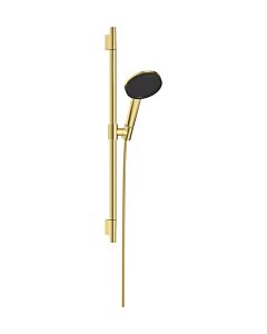 hansgrohe Raindance Alive Select S Duschset 24602990 3 Strahlarten wassersparend mit Duschstange Unica S Puro 65 cm, polished gold optic