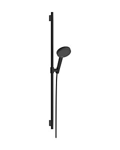 hansgrohe Raindance Alive Select S Duschset 24603670 3 Strahlarten wassersparend mit Duschstange Unica S Puro 90 cm, schwarz matt