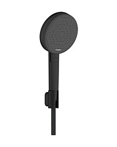 hansgrohe Raindance Alive Select S Duschkopfhalterungset 24611670 Brausekopf 125mm, 3 Strahlarten wassersparend mit Designflex Textilbrauseschlauch 160 cm, schwarz matt