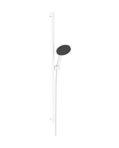 hansgrohe Raindance Alive Select S Duschset 24601700  3 Strahlarten wassersparend mit Duschstange Unica E Puro 90 cm und Easy Slide Duschkopfhalterung, weiß matt