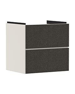 Meuble vasque Hansgrohe Xevolos E 54176660 580 x 555 x 475 mm, 2 tiroirs, beige sable mat, revêtement textile gris foncé