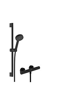 Système de douche hansgrohe Activera Select S 28876670 apparent, économie d&#39;eau, avec Ecostat Fine et barre de douche 65 cm, noir mat