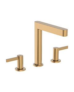 hansgrohe Finoris 160 3-Loch-Waschtisch-Armatur 76034140 mit Push-Open-Ablaufgarnitur, brushed bronze