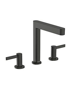 Mitigeur lavabo 3 trous Hansgrohe Finoris 160, référence 76034340, avec bonde à ouverture par pression, finition chrome noir brossé