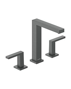 Mitigeur lavabo 3 trous hansgrohe Tecturis E 73030340 avec bonde à ouverture par pression, finition chrome noir brossé