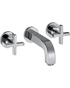 hansgrohe 3-Loch Waschtischarmatur Axor Citterio Unterputz, Wandmontage, Auslauf kurz, chrom