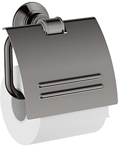 Porte-papier toilette Hansgrohe 42036330 avec couvercle, en métal, mural, finition chrome noir poli
